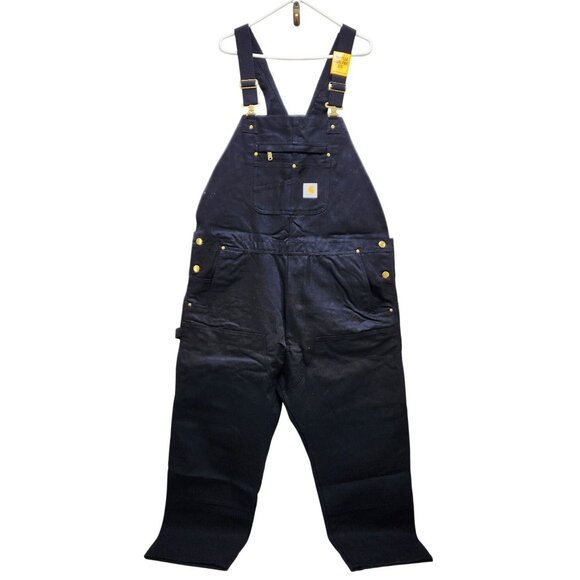 Carhartt Mens Duck Bib Overalls R01-M Relaxed Fit Size 44x30 Black  Workwear - Picture 5 of 7